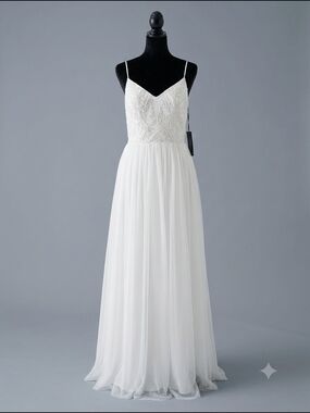 NWT Adrianna Papell Beaded Tulle Gown Ivory Bridal Dress 8 MSRP $329.00